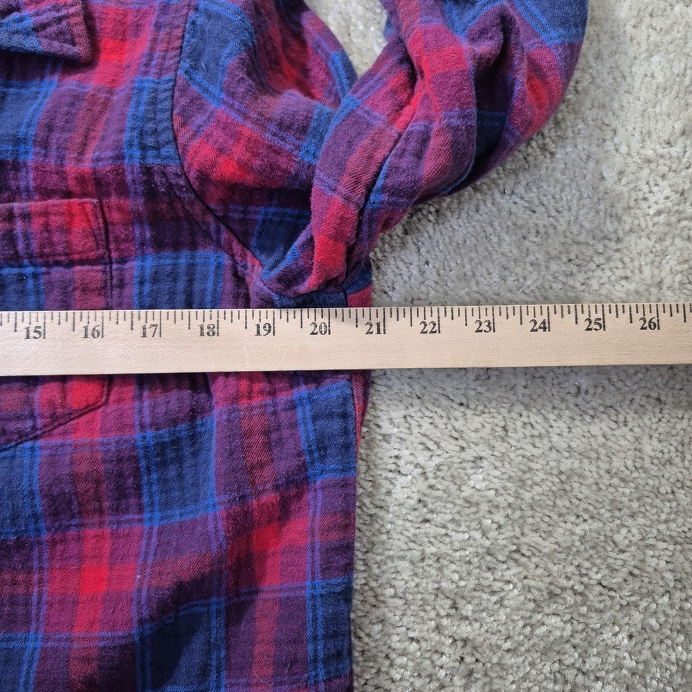 LL Bean Womens Flannel Shirt Medium Red Jewel Double Knit Button Up Outdoor Work - Picture 9 of 11